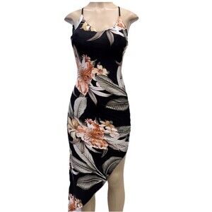 Windsor Women’s Asymmetrical Floral Print Dress With Tropical Bloom S/Xs hawaii